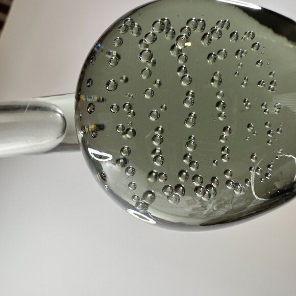 Vintage MCM Handblown Glass Bud Vase Controlled Bubble Smoky Gray 9.5"X2" Flower - Picture 6 of 9